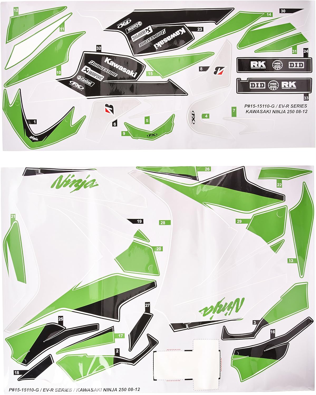 Factory Effex EV-R Series OEM Green Complete Street Bike Graphic Kit#mpn_15-15110-G