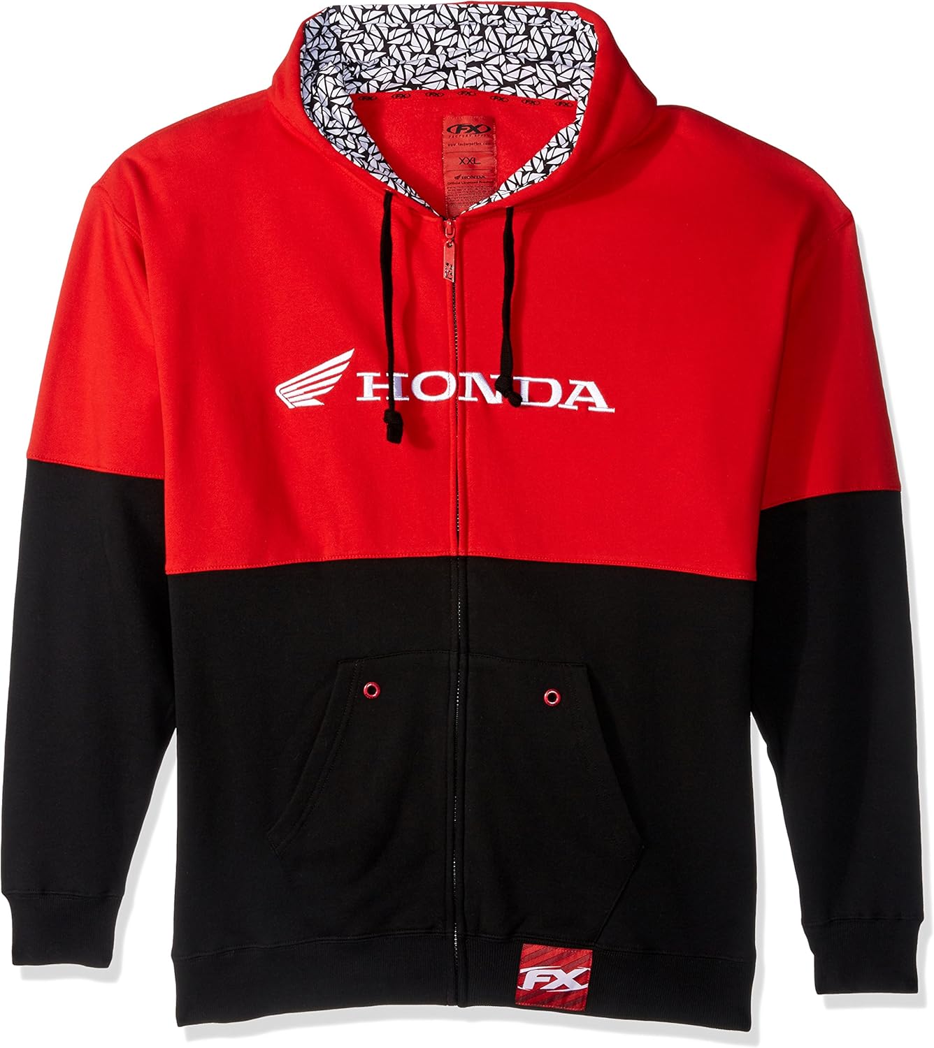 Factory Effex Honda Double Hooded Zip-Up Sweatshirt (Black/Red, XXL)#mpn_15-88366