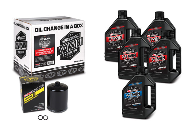 Maxima 90-119015PB V-Twin Oil Change Kit Synthetic with Black Filter Sportster #90-119015PB