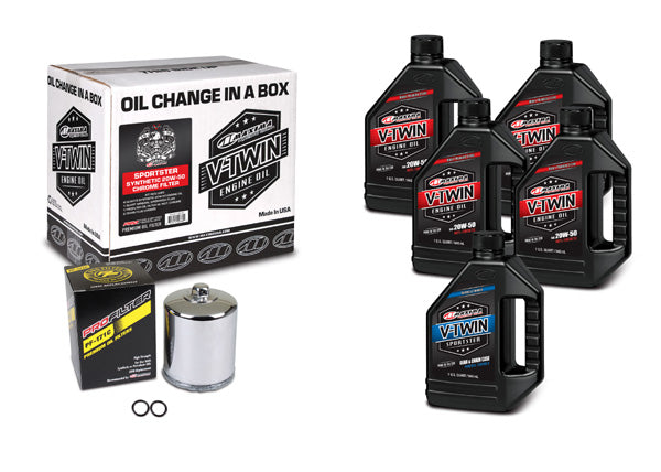 Maxima 90-119015PC V-Twin Oil Change Kit Synthetic with Chrome Filter Sportster #90-119015PC