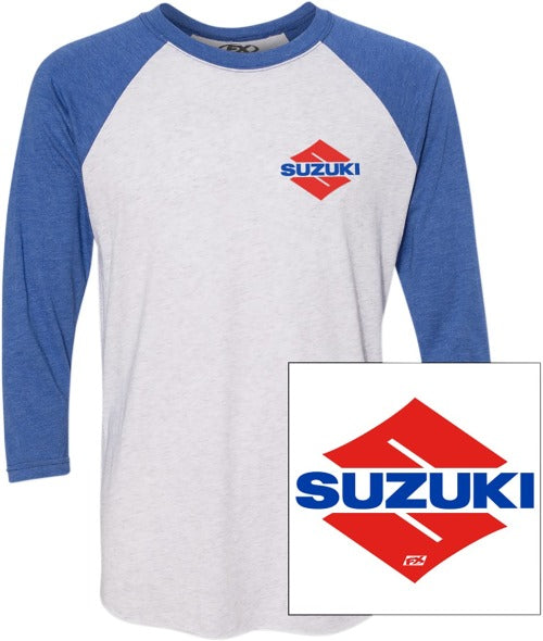 Factory Effex Suzuki Wedge T-Shirt White/Royal Blue Medium#mpn_23-87422