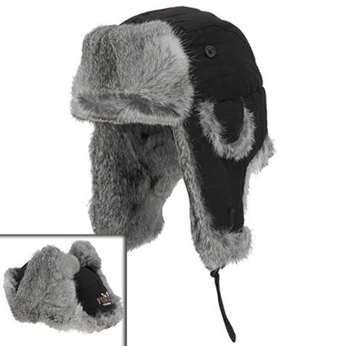 Yukon HG601 Taslan Alaskan Hat - Black With Gray Fur - Medium #HG601