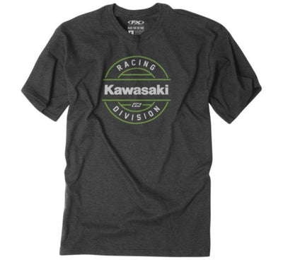 Factory Effex Kawasaki Division T-Shirt Heather Charcoal 2XL#mpn_25-87108