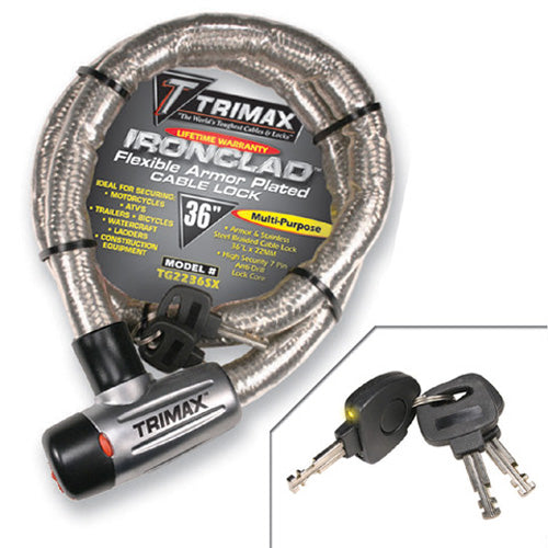 Trimax TG2236SX Iron Clad Armor Plated Cable Lock - 36"x 22mm #TG2236SX