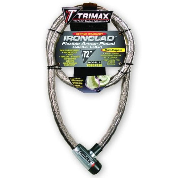 Trimax TG3072SX Iron Clad Armor Plated Cable Lock - 72"x26mm #TG3072SX