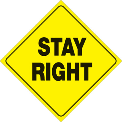 Voss Signs 422 SR YR Plastic Reflective Sign 12" Stay Right - Yellow #422 SR YR