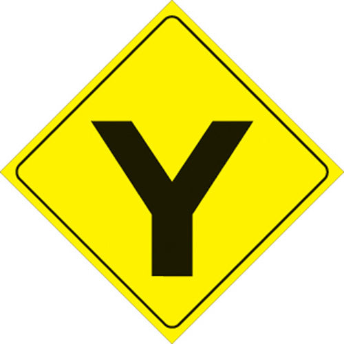 Voss Signs 436 Y YR Plastic Reflective Sign 12" Y-Intersection - Yellow #437 Y YR