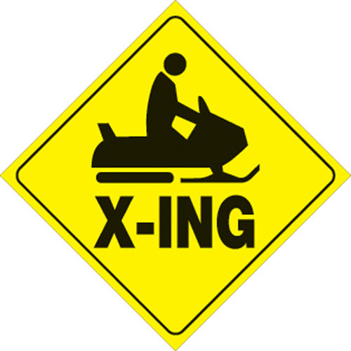 Voss Signs 438 SX YR Plastic Reflective Sign 12" Snowmobile X-Ing - Yellow #438 SX YR