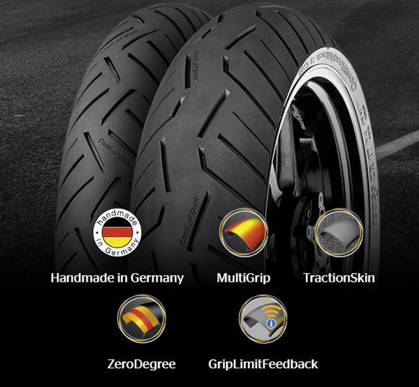 Continental 2445660000 Road Attack 3 Tire - 130/80R18 M/C 66V Tl C #02445660000