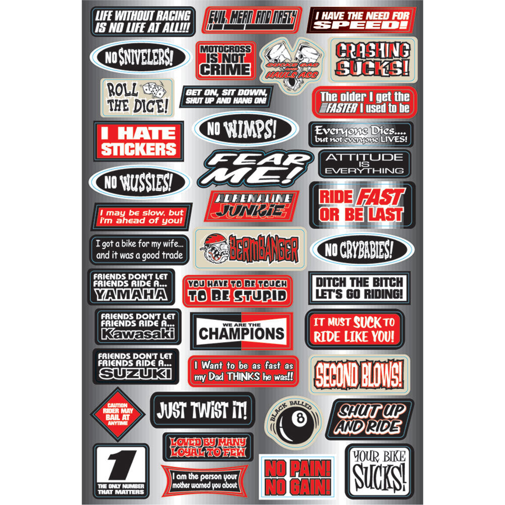 Factory Effex Sponsor Sticker Kit Fun Phrases#mpn_07-68012
