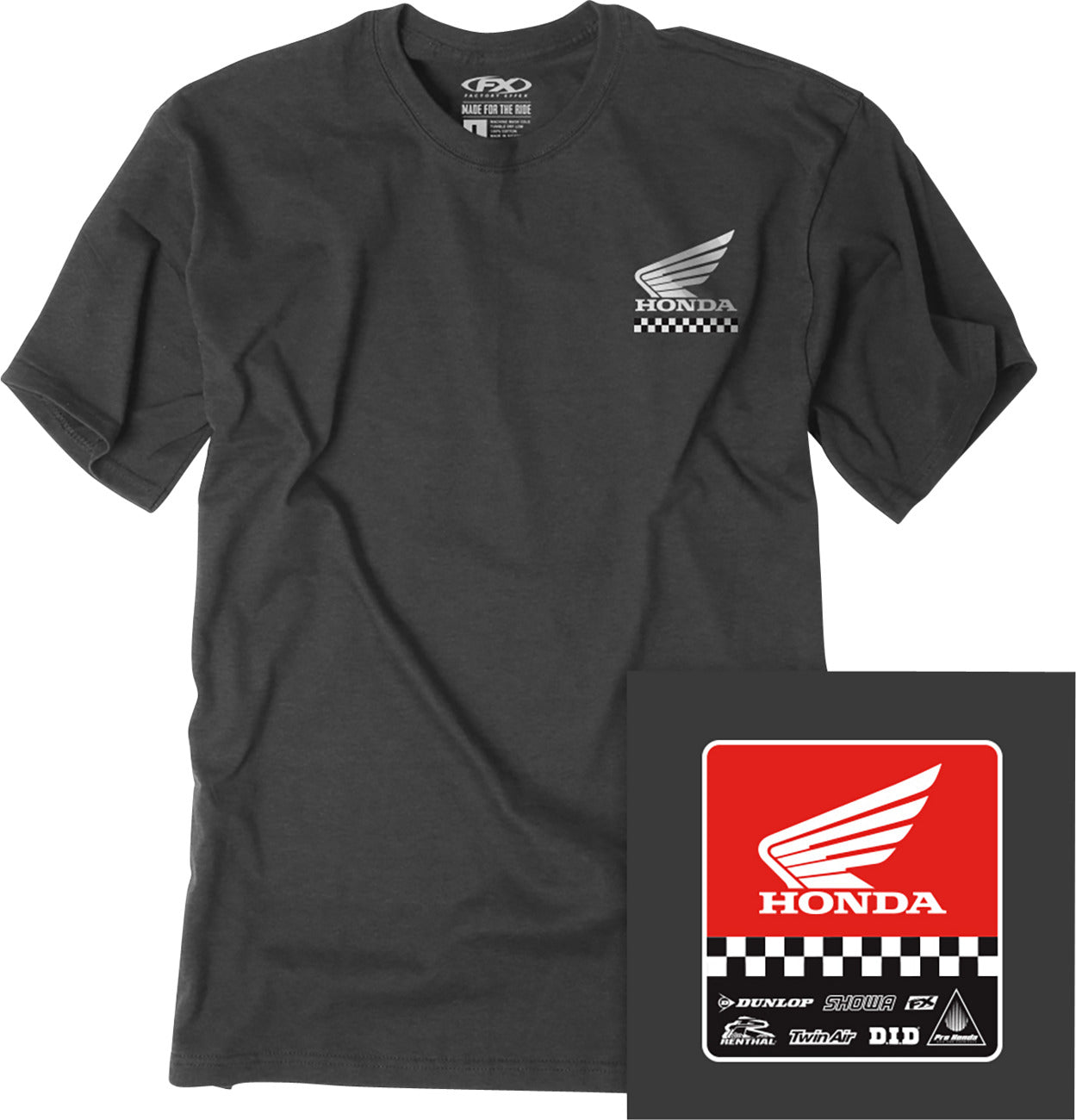 Factory Effex Youth Honda Starting Line T-Shirt Heather Charcoal#mpn_27-83302