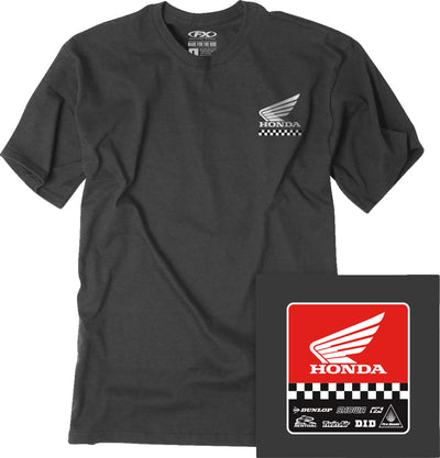 Factory Effex Honda Starting Line T-Shirt Heather Charcoal 2XL#mpn_27-87308