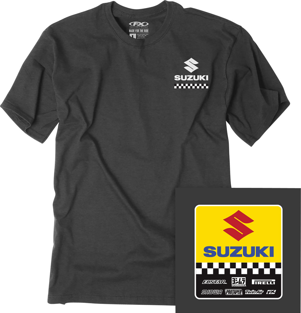 Factory Effex Youth Suzuki Starting Line T-Shirt Heather Charcoal#mpn_27-83400