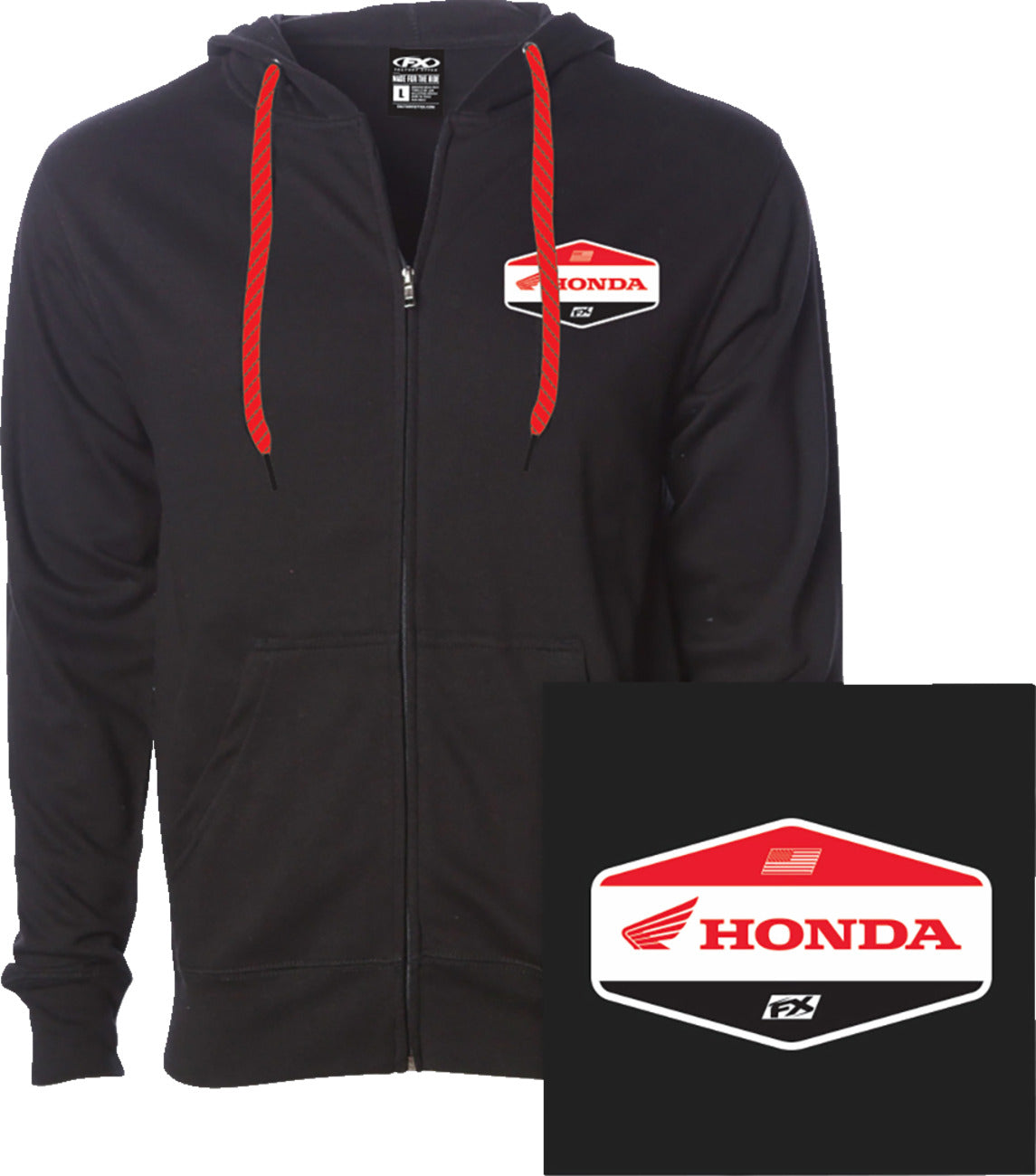 Factory Effex Honda Stadium Zip-Up Hoodie Black Large#mpn_27-88304