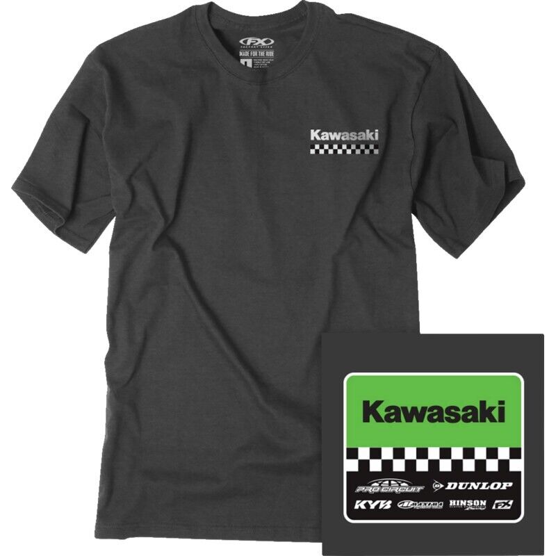 Factory Effex Kawasaki Starting Line T-Shirt Large Heather Charcoal#mpn_27-87104