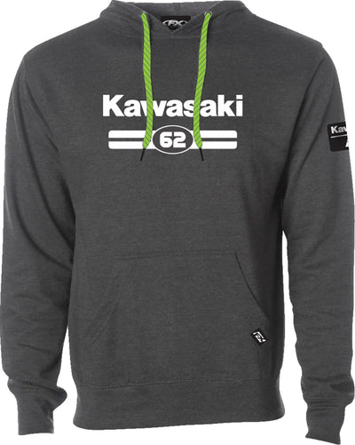 Factory Effex Kawasaki Sixty Two Pullover Hoodie Heather Charcoal#mpn_27-88102