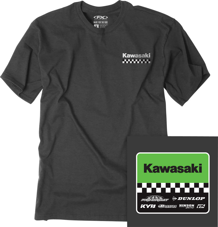 Factory Effex Youth Kawasaki Starting Line T-Shirt Heather Charcoal#mpn_27-83104