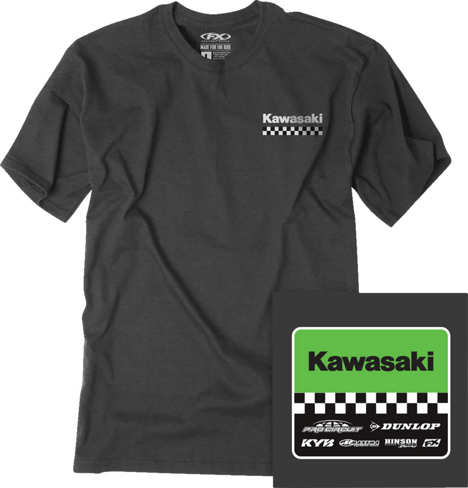 Factory Effex Kawasaki Starting Line T-Shirt Heather Charcoal XL#mpn_27-87106