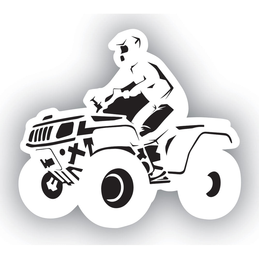 Attack Graphics Rider Decals 4x4 ATV 3.5" x 3.75" White#mpn_98-0366