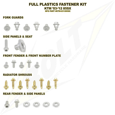 Bolt Full Plastics Fastener Kit #KTM-031285SX