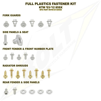 Bolt Full Plastics Fastener Kit#mpn_KTM-031285SX
