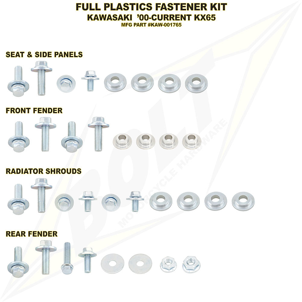 Bolt Full Plastics Fastener Kit #KAW-001765