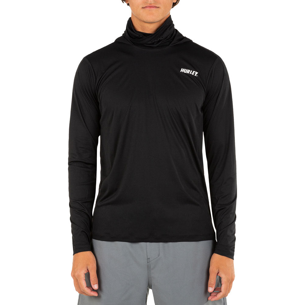 Hurley H20-Dri Fastlane Hybrid Hooded Long Sleeve T-Shirt Medium Black #MAT0000450-H010-M