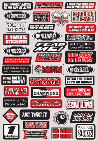 FX 2015 SPONSOR/LOGO STICKER SHEETS FUN PHRASES STICKER KIT#mpn_07-68012