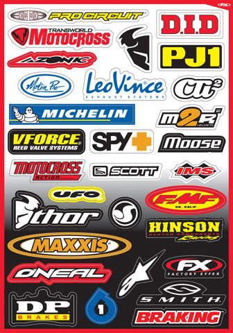 Factory Effex 10-68002 Sponsor/Logo Sticker Sheet - Kit B 13" x 19" #10-68002