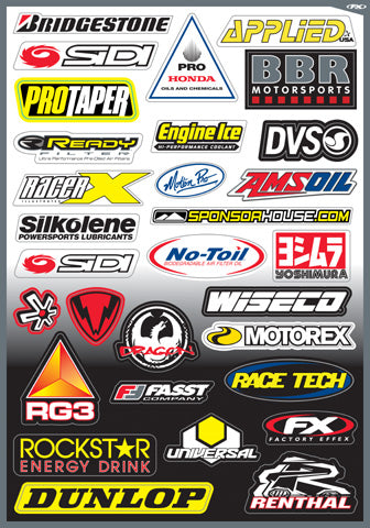 Factory Effex 10-68006 Sponsor/Logo Sticker Sheet - Kit D 13" x 19" #10-68006