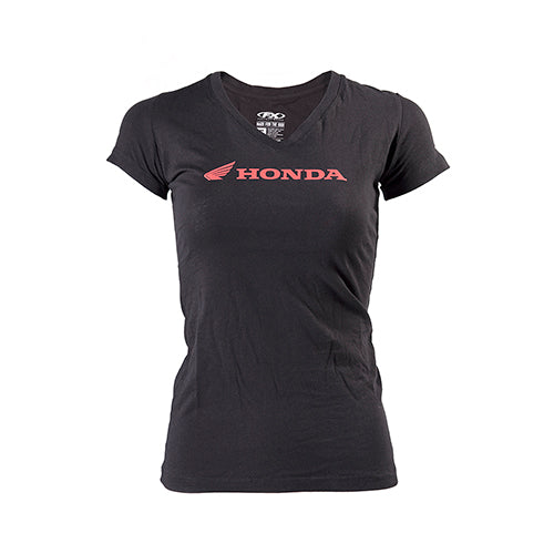 HONDA WING HORIZONTAL LOGO WOMEN'S V-NECK T-SHIRT / BLACK (S)#mpn_16-88340