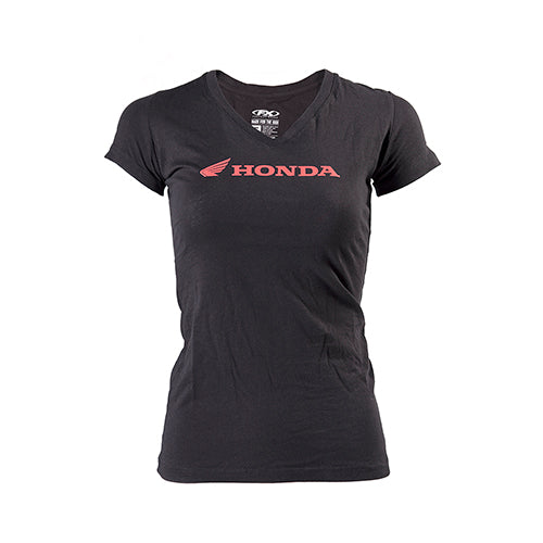 HONDA WING HORIZONTAL LOGO WOMEN'S V-NECK T-SHIRT / BLACK (XL)#mpn_16-88346
