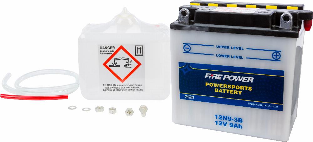 BATTERY W/ACID 12N9-3B 12V #12N9-3B