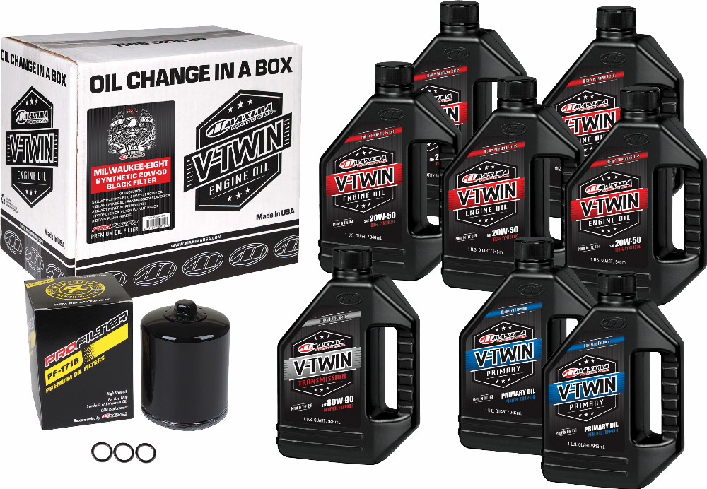 V-TWIN OIL CHANGE KIT SYN M8 BLACK FILTER #90-129018PB