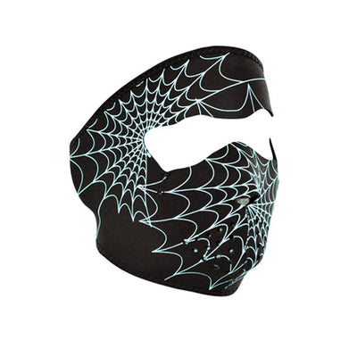 NEOPRENE FACE MASK, GLOW IN THE DARK SPIDERWEB#mpn_WNFM057G