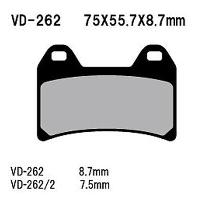 Vesrah 970126 Semi-Metallic Brake Pads #VD-262/2