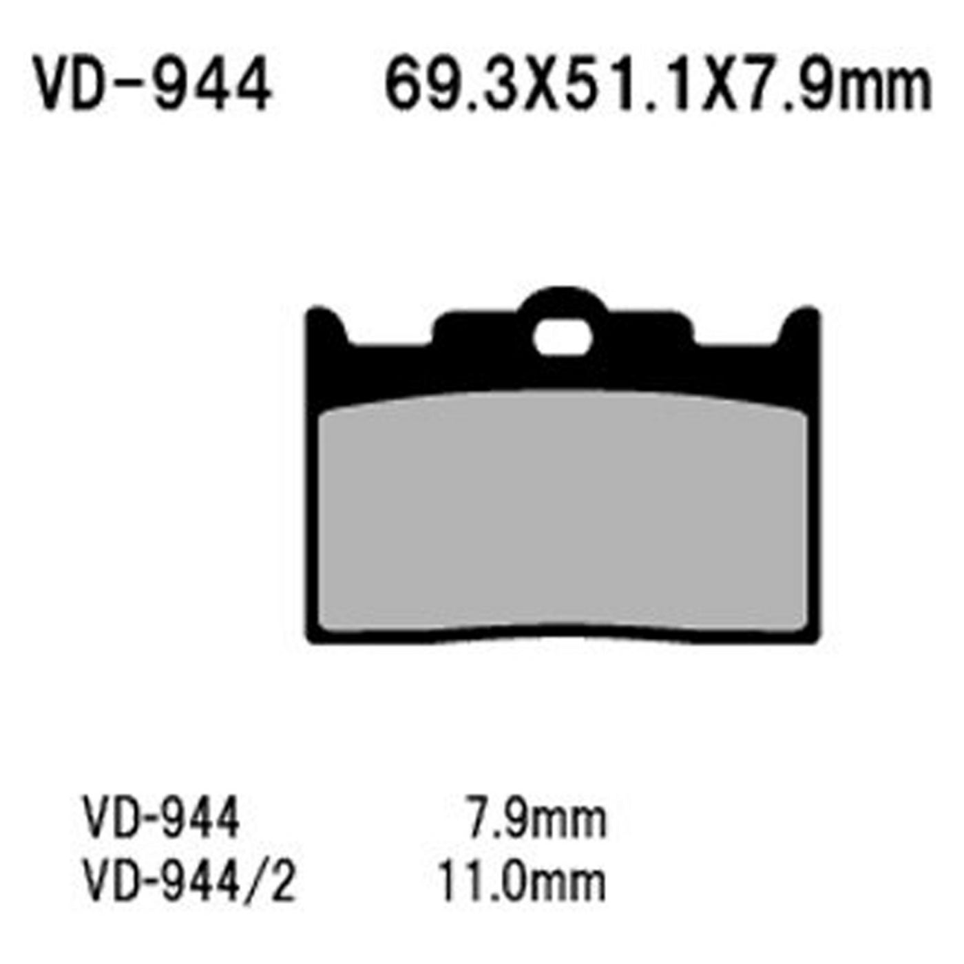 VESRAH SEMI-METALLIC BRAKE PADS, VD-944/2#mpn_VD-944/2